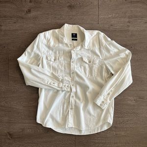 Gap Men’s Denim Western Snap Shirt in White - XL
